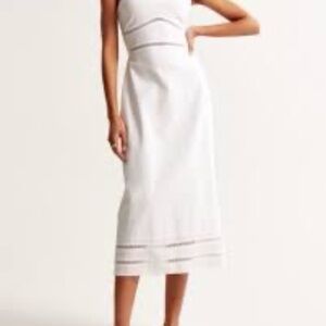 NWT Abercrombie & Fitch Linen Blend White Strapless Midi Dress